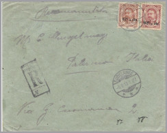 LUXEMBOURG - 1919 62½c/2½Fr & 62½c/5Fr William IV - DUDELANGE Registered To Sicily, ITALY - 1906 Wilhelm IV.