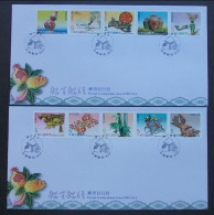 FDC Taiwan 2003 Greeting Stamps Crane Bamboo Fish Scepter Coin Mount Love Liquors Duck Eagle Turtle - FDC