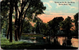 Indiana South Bend Scene On The St Joe River Curteich - South Bend