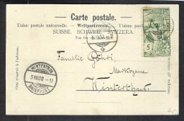 SUISSE 1900: CP Ill. De Thusis (GR) Affr. 5c Avec Le ZNr. 77A - Storia Postale
