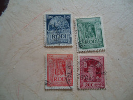 RHODI  ITALY   4 USED STAΜPS RHODI  ΡΟΔΟΣ  POSTMARK - Dodekanesos