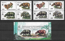 Indonesia 1996 MiNr. 1648I,II - 51I,II Block 113 Indonesien ANIMALS WWF Sumatra , Java Rhinoceros 8v + S\sh MNH** 8.50 € - Rhinocéros