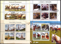 {17} Sao Tome And Principe X 12 Different Topical Sheets Used 3 Scans - Collections (sans Albums)