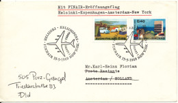 Finland Cover First Finair Flight Helsinki - Copenhagen - Amsterdam - New York 15-5-1969 - Storia Postale