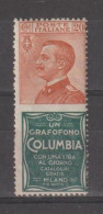 REGNO:  1925  PUBBLICITARI  -  20 C. COLUMBIA  N. -  NON  EMESSO  -  SASS. 20 - Publicité