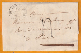 1837  - Lettre Pliée Avec Correspondance De Conches, Eure,  Grand Cachet Fleurons Simples Vers Paris, Dateur - 1801-1848: Vorläufer XIX