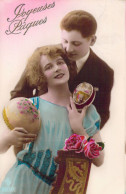 Pâques - Couple Et Oeufs Décorés - Cartes Postales Anciennes - Ostern