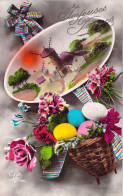 Pâques - Panier Et Oeufs Colorés Et Moulin En Illustration - Cartes Postales Anciennes - Easter