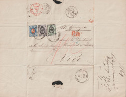 RUSSIE - 1869 - SUPERBE ET RARE AFFRANCHISSEMENT TRICOLORE LETTRE De TAGANROG => NICE - Storia Postale