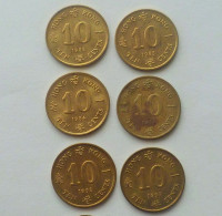 Vintage ! Hong Kong Lot Of 6 Pcs. 1983/1984 &1992 QE II , 10 Cents Coin (#145M) - Hong Kong