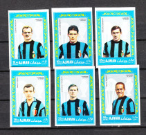 Ajman   -  1968. Inter F.C. Milano Giocatori Mitici. Inter F.C Milan Mythical Soccer Players. Complete MNH Imperf - Clubs Mythiques