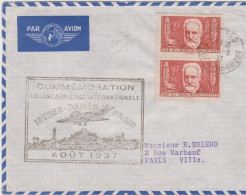 Commémoration Course Aérienne Internationale Istres Damas Paris Aout 1937 Par Avion YT HUGO N°332 X2 CAD Hyères 1937 - 1927-1959 Covers & Documents