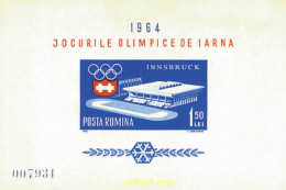 71617 MNH RUMANIA 1963 9 JUEGOS OLIMPICOS DE INVIERNO. INNSBRUCK 1964 - Inverno1964: Innsbruck
