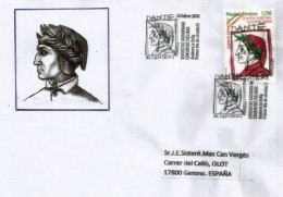 Omaggio A Dante Alighieri,poeta,scrittore,padre Della Lingua Italiana,su Lettera GIORNO EMISSIONE ANDORRA (Principato) - Storia Postale