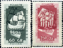 169874 MNH POLONIA 1958 350 ANIVERSARIO DE LA EMIGRACION A LOS ESTADOS UNIDOS - Andere & Zonder Classificatie