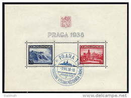 CZECHOSLOVAKIA 1938 PRAGA Stamp Exhibition Block Used.  Michel Block 4 - Blokken & Velletjes
