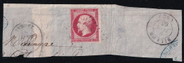 France N°17B - Nuance Groseille Sur Fragment - TB - 1853-1860 Napoléon III