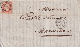 France N°16b - Orange Sur Paille - Lettre - TB - 1853-1860 Napoléon III.