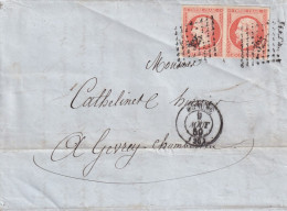 France N°16 - Paire - Lettre - TB - 1853-1860 Napoleon III