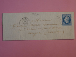 BQ3  FRANCE  BELLE   LETTRE  ++ 1860 NIORT A ANGERS   ++N°14+  AFF.   PLAISANT+++ + - 1853-1860 Napoleon III