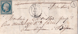 France N°10 Oblitéré PC 1540 Is S/Tille Boite A Gemeaux 1853 - Lettre - TB - 1852 Luis-Napoléon