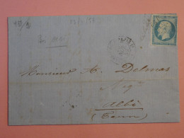 BQ3  FRANCE  BELLE   LETTRE  ++ 1860  STRASBOURG A ALBI ++N°14+ CACHET EST+ +  AFF.   PLAISANT+++ + - 1853-1860 Napoléon III.