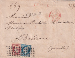 France N°17 & 14 Oblitérés Gros Points - Lettre Chargée - B - 1853-1860 Napoléon III