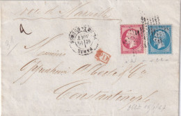 France N°24 & 22 Pour Constantinople 1867 - TB - 1862 Napoléon III