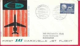 DANMARK - FIRST CARAVELLE FLIGHT - SAS - FROM KOBENHAVN TO DUSSELDORF *17.5.59* ON OFFICIAL COVER - Luchtpostzegels