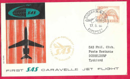 SVERIGE - FIRST CARAVELLE FLIGHT SAS FROM STOCKHOLM TO DUSSELDORF *17.5.59* ON OFFICIAL COVER - Lettres & Documents