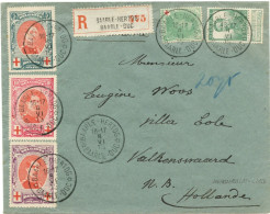 COB 144+132+133+134C (DENTELE 11X12) CAD BILINGUE BAARLE-HERTOG SUR LETTRE RECOMMANDEE POUR LA HOLLANDE, 1915 - Esercito Belga