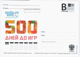 Russia 2012 Sochi Olympic Winter Games 2014, Paralympic, 500 Days To Olympics Games - Stamped Stationery