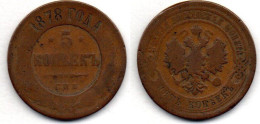 MA 21519 / Russie - Russia - Russland 5 Kopeck 1878 B+ - Rusia