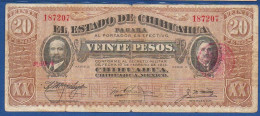 MEXICO - Chihuahua - P.S.  536c – 20 Pesos 1914 VG/F, S/n E 187207 - Mexique