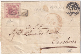 1860 10 Mar 2 Gr. Sass 7d Su Lettera Da Potenza X Cerchiara Con Bollo Nero In Negativo - Neapel