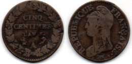 MA 21620 /   5 Centimes An 5 A TB - 1792-1804 1ère République (An I – An XII)