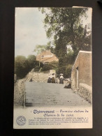 CHEVREMONT « PREMIÈRE STATION DU CHEMIN DE LA CROIX -LE CALVAIRE 1913 «  PANORAMA COULEUR,ANIMÉE. - Chaudfontaine