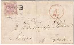 1860 31 Mar 1 Gr. Isolato Sass 3a Su Sovr. Da S.Maria X Vietri F.AD. Chiav Rara Tariffa X Distretto - Neapel