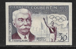France N°1088* Non Dentelé Jeux Olympique, Pierre De Coubertin. Cote 200€ - 1951-1960