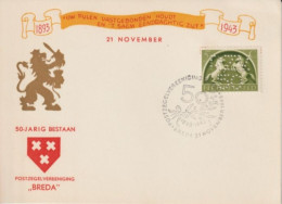 NEDERLAND - 1943 - PERFIN / PERFORE Sur CP COMMEMORATIVE "50-JARIG BESTAAN - BREDA" - Lettres & Documents