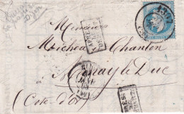 France N°29 Oblitéré Bureau De Passe 1307 - Lettre - TB - 1863-1870 Napoleon III With Laurels