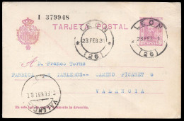 León - Edi O EP 57 - Entero Postal Mat "León 23/2/31" - 1931-....