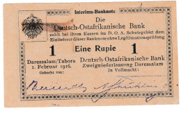 Allemagne, Billet: Deutsch - Ostafrikanische Bank Eine Rupie 1-2-1916 - Sonstige & Ohne Zuordnung