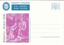 ANDORRA VEGUERIA EPISCOPAL AEROGRAMA - AÑO 1981 - NAVIDAD - CHRISTMAS - Vegueria Episcopal