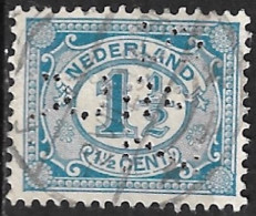 Perfin S & Z R In 1899-1913 Cijfer Zegels 1½ Cent Blauw NVPH 53 - Perforés