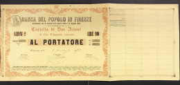 Banca Del Popolo In Firenze Cartella 2 Azioni Al Portatore 1872 Cod.bu.681 - A - C