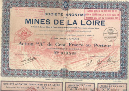 MINES DE LA LOIRE - ACTION A DE 100 FRS -ANNEE 1929 - Mines