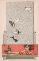 Illustrateur - Kempf - Femme Avec Pigeon - Style Art Nouveau - Carte Postale Ancienne - Other & Unclassified