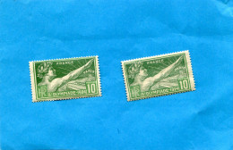 FRANCE- 2 Timbres 1 Vert +1 Vert Foncé- Variété 10 C-N°183**** JO 1924 - Neufs