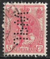 Perfin J P W (J.P. Wyers Industrie-en Handelsonderneming Te Amsterdam) In 5 Cent Rood Kon. Wilhelmina NVPH 60 - Perforadas